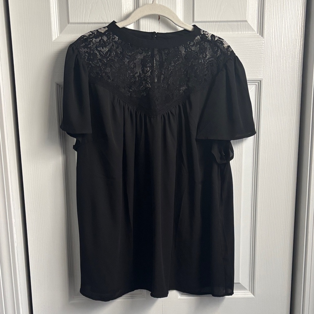 Torrid Black Lace Yoke Blouse